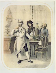 Stolz in der Küche, aus einer Serie von Drucken, die die sieben Todsünden darstellen, ca. 1850